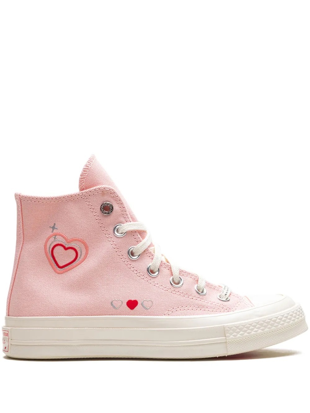 Converse Pink High-Top Canvas Sneakers with Heart Accents
